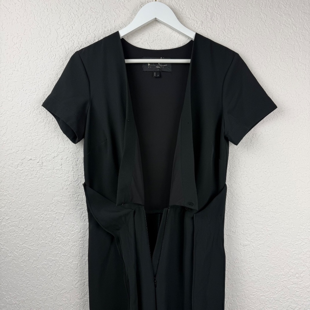 Nicole Miller Womens Collection Black Wrap Front Short Sleeve Jumpsuit 4 - Picture 5 of 14